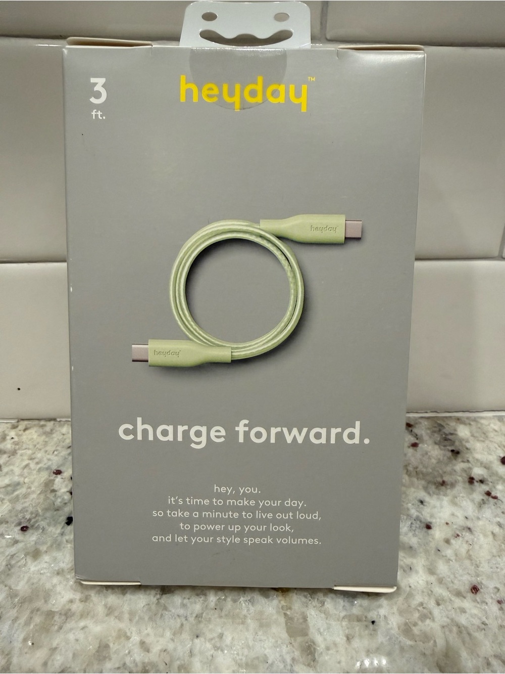 3/$15* heyday Light Green 3 ft Braided Charging Cable